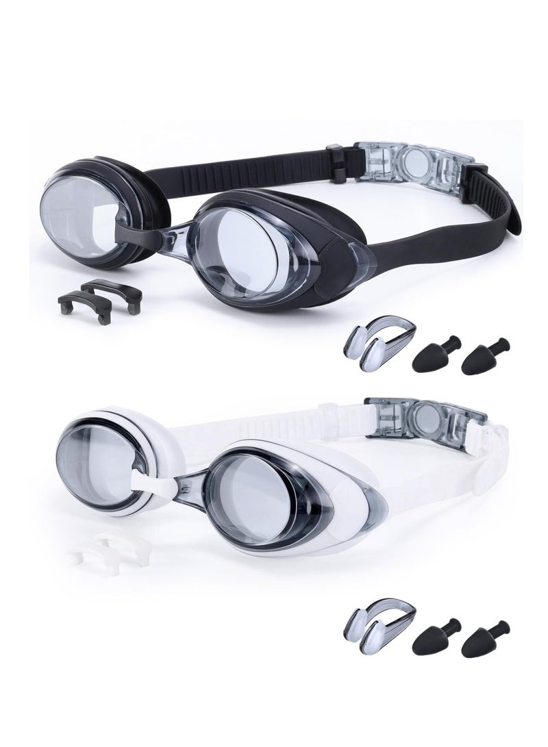 Excefore نظارات سباحة للرجال والنساء، 2 قطعة سيليكون ناعم مقاوم للضباب لا تسرب مع رؤية واضحة، حزام رأس قابل للتعديل ورؤية واسعة، عدسات حماية من الأشعة فوق البنفسجية للبالغين - Image 1