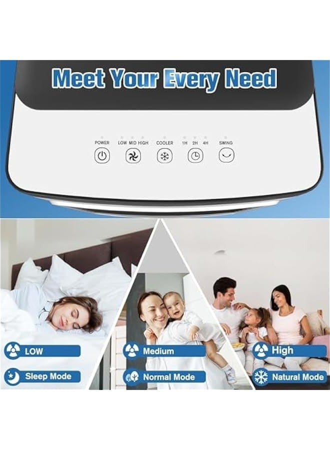 3-IN-1 Portable Air Conditioners, Evaporative air cooler,  cooling fan with 12 hour timer remote control, 3 modes and 3 speeds, portable air conditioner with 10 liter water tank, cools down the room quickly - Image 3