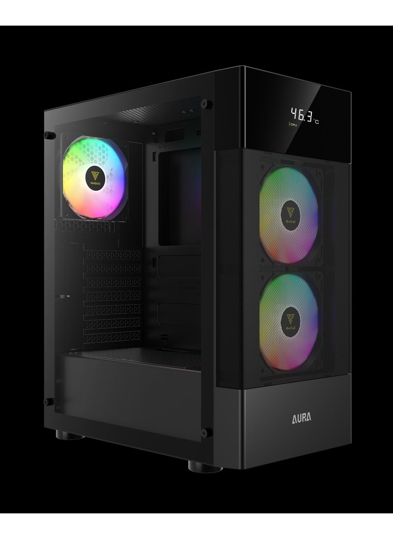 GAMDIAS AURA GC5 ARGB DIGITAL DISPLAY MESH ARGB MID-TOWER CASE  - Image 2