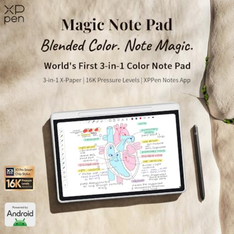 3 in 1 Color Digital Notebook 10.95'' for Writing/Reading/Meeting/Study, Paper Texture Display, Black, Battery-Free X3 Pro Pencil Magnetic Folio, 16384 Pressure Levels, 6+128GB Magic Note Pad - Image 2