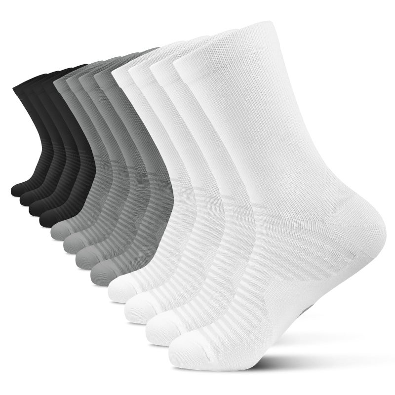 PAPLUS Athletic Crew Compression Socks (6 Pairs) for Men & Women, Running Socks With Arch Support - Image 1