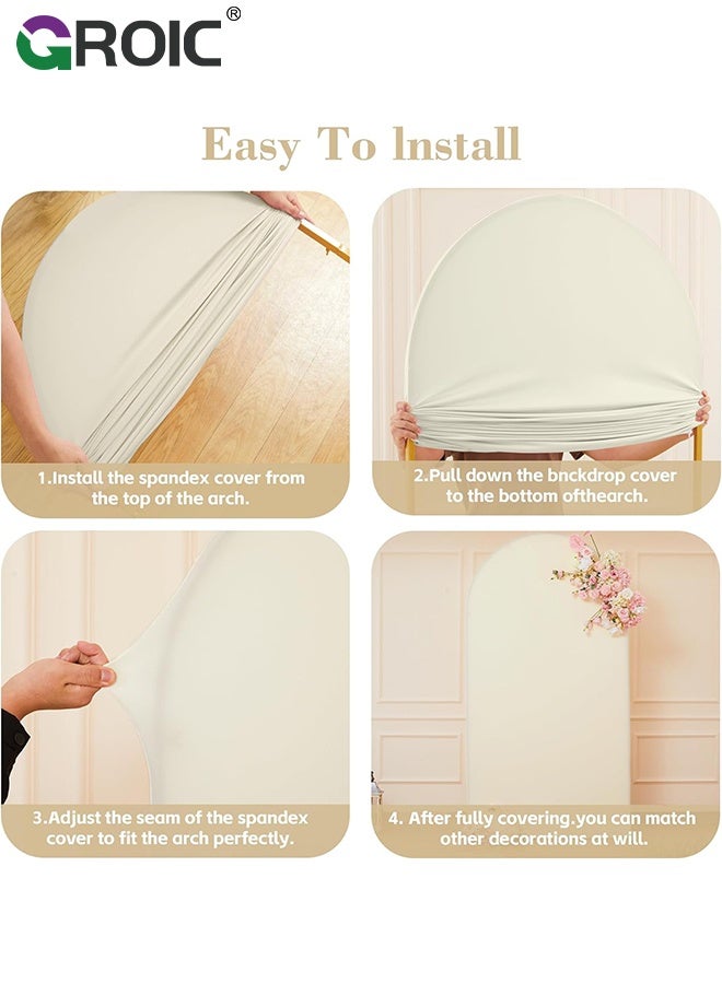 GROIC 6FT Ivory Arch Backdrop Cover, Spandex Fitted Fabric Backdrops Arches Covers, Arch Stand Cover Stretchy Backdrop for Wedding Party Baby Shower Birthday Decoration - Image 3