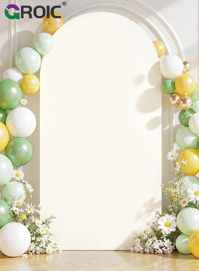GROIC 6FT Ivory Arch Backdrop Cover, Spandex Fitted Fabric Backdrops Arches Covers, Arch Stand Cover Stretchy Backdrop for Wedding Party Baby Shower Birthday Decoration - Image 1