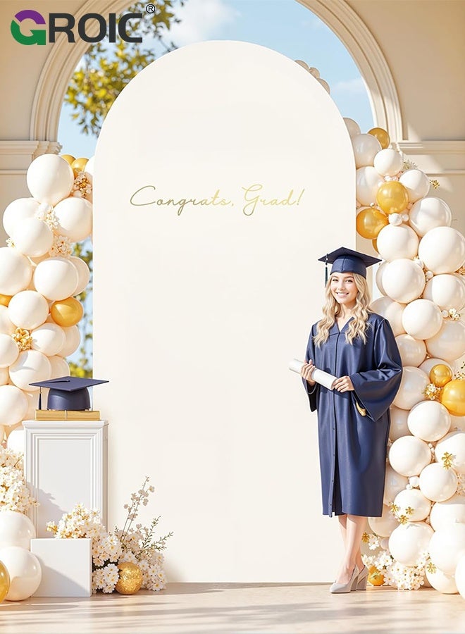 GROIC 6FT Ivory Arch Backdrop Cover, Spandex Fitted Fabric Backdrops Arches Covers, Arch Stand Cover Stretchy Backdrop for Wedding Party Baby Shower Birthday Decoration - Image 5