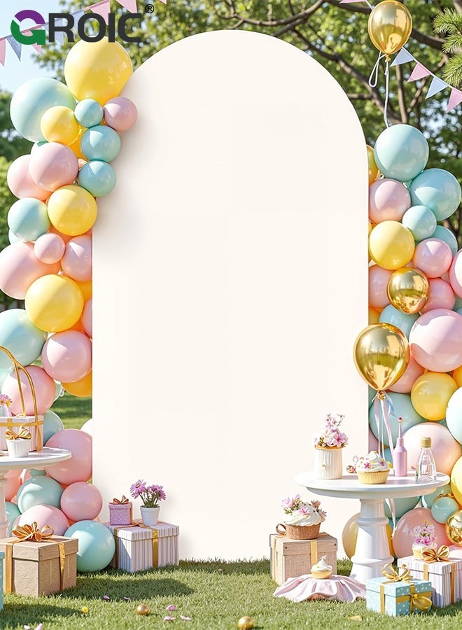 GROIC 6FT Ivory Arch Backdrop Cover, Spandex Fitted Fabric Backdrops Arches Covers, Arch Stand Cover Stretchy Backdrop for Wedding Party Baby Shower Birthday Decoration - Image 4