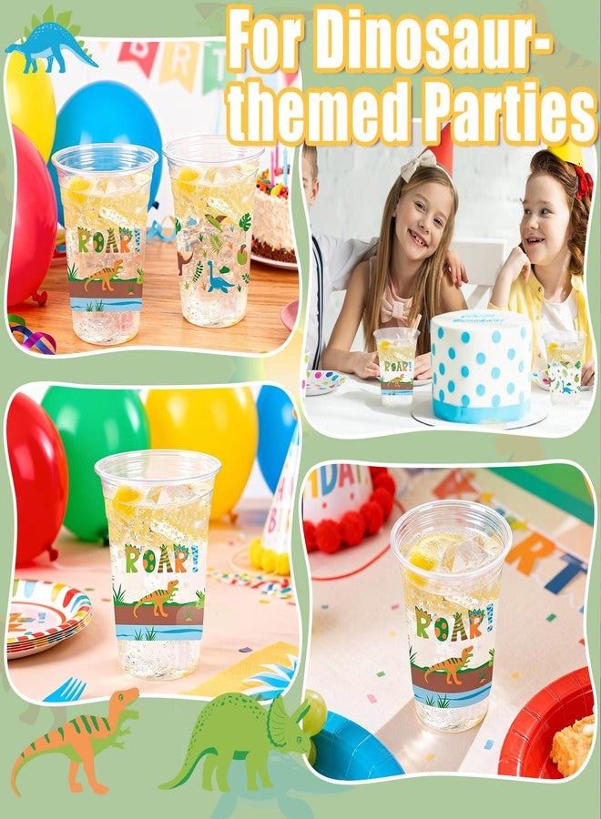 CUPLOOV 50 Pcs Dinosaur Cups, 12oz Dinosaur Plastic Clear Disposable Drinking Cups Dino Theme Tumbler for Dino Birthday Party Supplies Decorations - Image 5