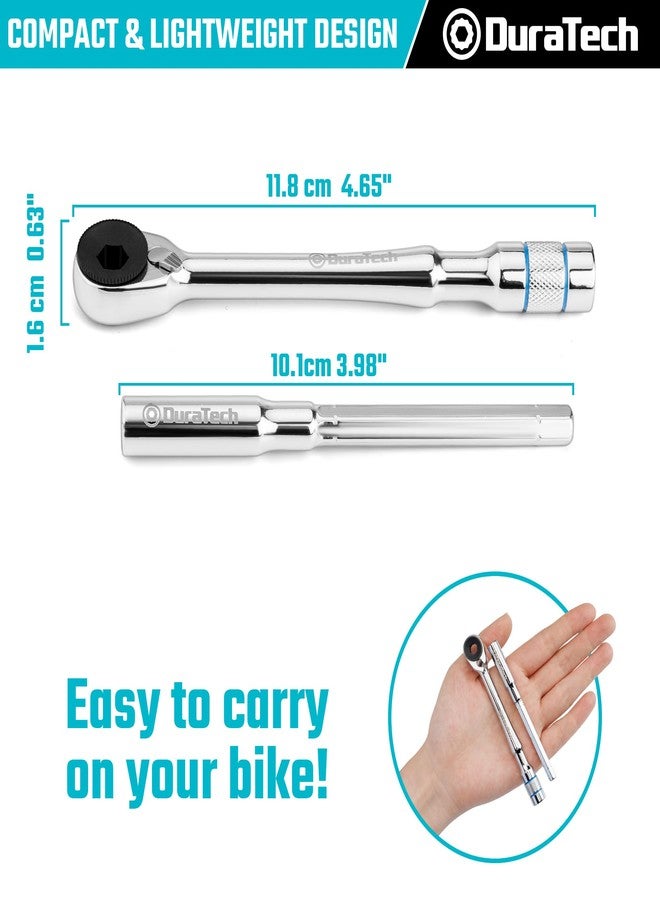 DURATECH 1/4" T-Handle Ratchet, Mini Ratchet Wrench with Hex Bit Extension and Adapter Set, Compatible with Standard 1/4" Hex Bits or Sockets, Portable and Versatile Repair Tool for Tight Spaces - Image 2