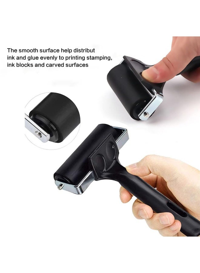 جيه زد اس بكرات مطاطية JZS من المطاط الصلب، 6 سم و10 سم للطباعة والرسم والحرف اليدوية، مثالية لأدوات البناء ذات الشريط المضاد للانزلاق، وأدوات الطباعة والحبر والختم، قطعتان - Image 3