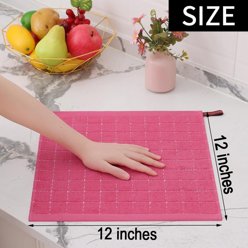 Homaxy Homaxy 100% Cotton Terry Kitchen Dish Cloths  Ultra Soft and Absorbent Dish Towels for Kitchen  Suitable for Drying and Washing Dishes  6 Pack  12 x 12 Inches  Rose Red  - Image 5