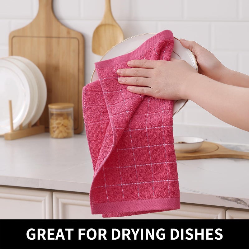 Homaxy Homaxy 100% Cotton Terry Kitchen Dish Cloths  Ultra Soft and Absorbent Dish Towels for Kitchen  Suitable for Drying and Washing Dishes  6 Pack  12 x 12 Inches  Rose Red  - Image 4