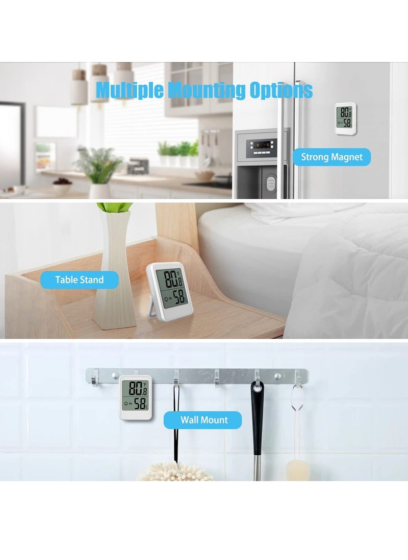 Digital Hygrometer, Thermometer,  Room Thermometer, with Temperature and Humidity Monitor, Humidity Monitor, Wall Mount, Mini Size, Big Numbers (White)