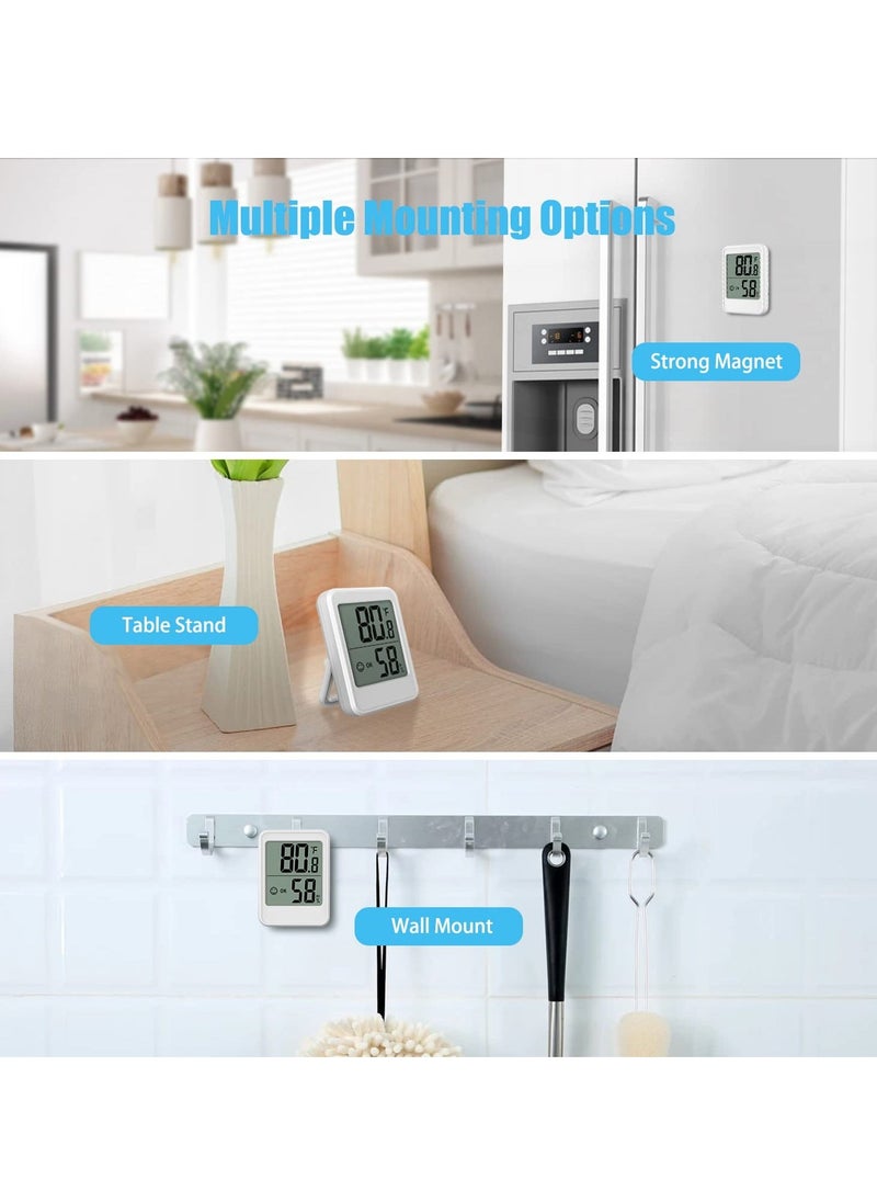 Digital Hygrometer, Thermometer,  Room Thermometer, with Temperature and Humidity Monitor, Humidity Monitor, Wall Mount, Mini Size, Big Numbers (White)
