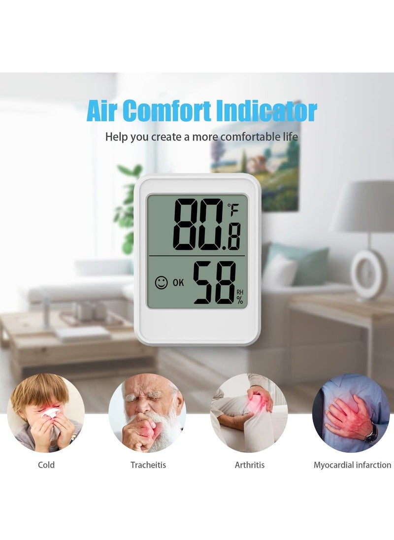 Digital Hygrometer, Thermometer,  Room Thermometer, with Temperature and Humidity Monitor, Humidity Monitor, Wall Mount, Mini Size, Big Numbers (White)