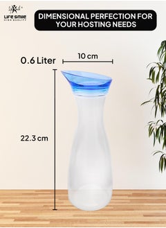 Life Smile LIFE SMILE Shatterproof Acrylic Water Bottle with Leakproof Lid - BPA-Free, Eco-Friendly Juice Pitcher - Ideal for Water, Iced Tea, Cold Brew, and Beverages (Blue 0.6 L)  - Image 3
