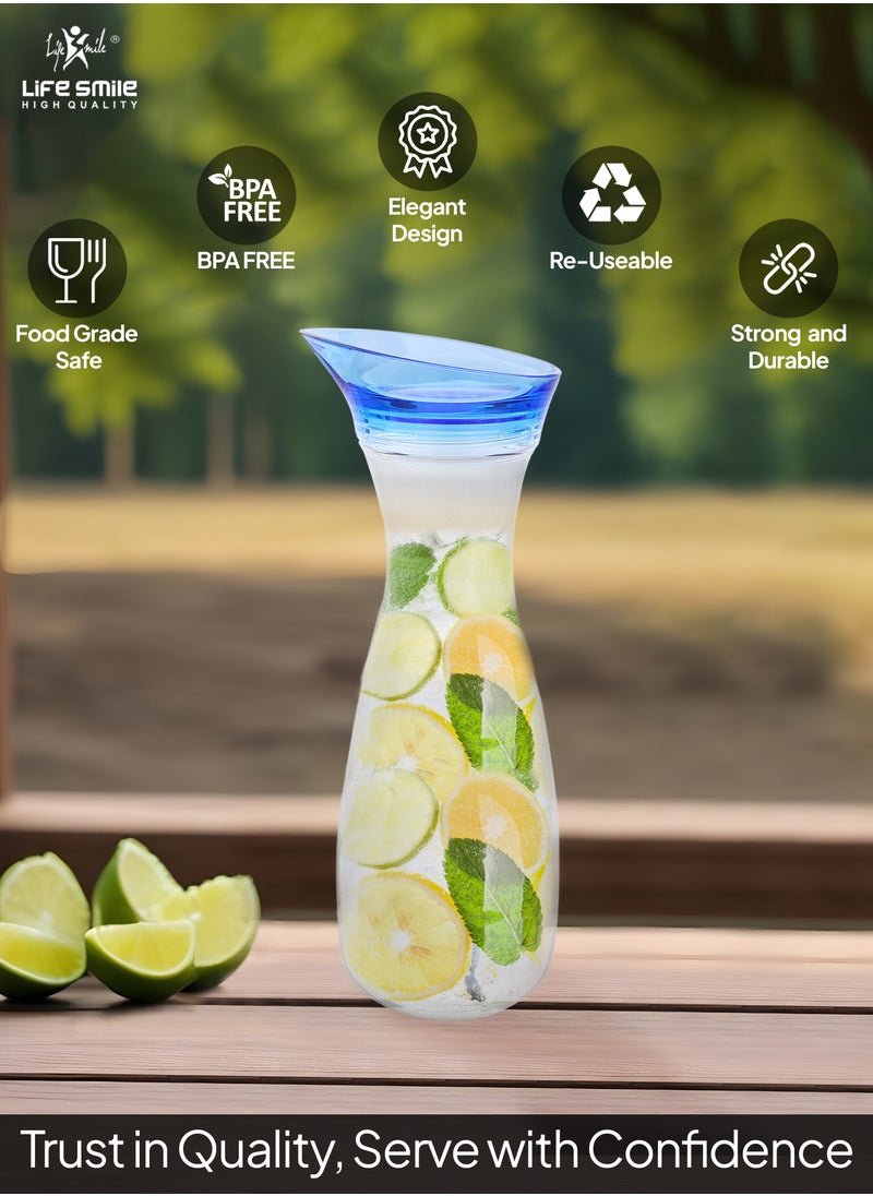 Life Smile LIFE SMILE Shatterproof Acrylic Water Bottle with Leakproof Lid - BPA-Free, Eco-Friendly Juice Pitcher - Ideal for Water, Iced Tea, Cold Brew, and Beverages (Blue 0.6 L)  - Image 2