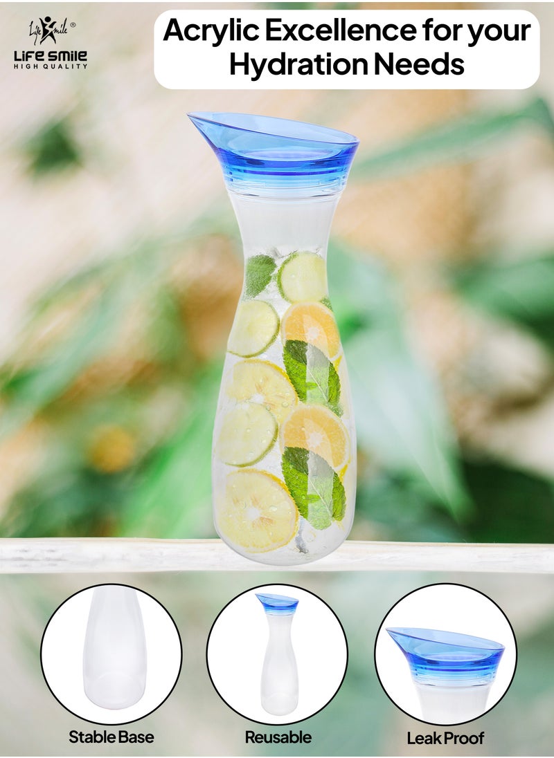Life Smile LIFE SMILE Shatterproof Acrylic Water Bottle with Leakproof Lid - BPA-Free, Eco-Friendly Juice Pitcher - Ideal for Water, Iced Tea, Cold Brew, and Beverages (Blue 0.6 L)  - Image 5