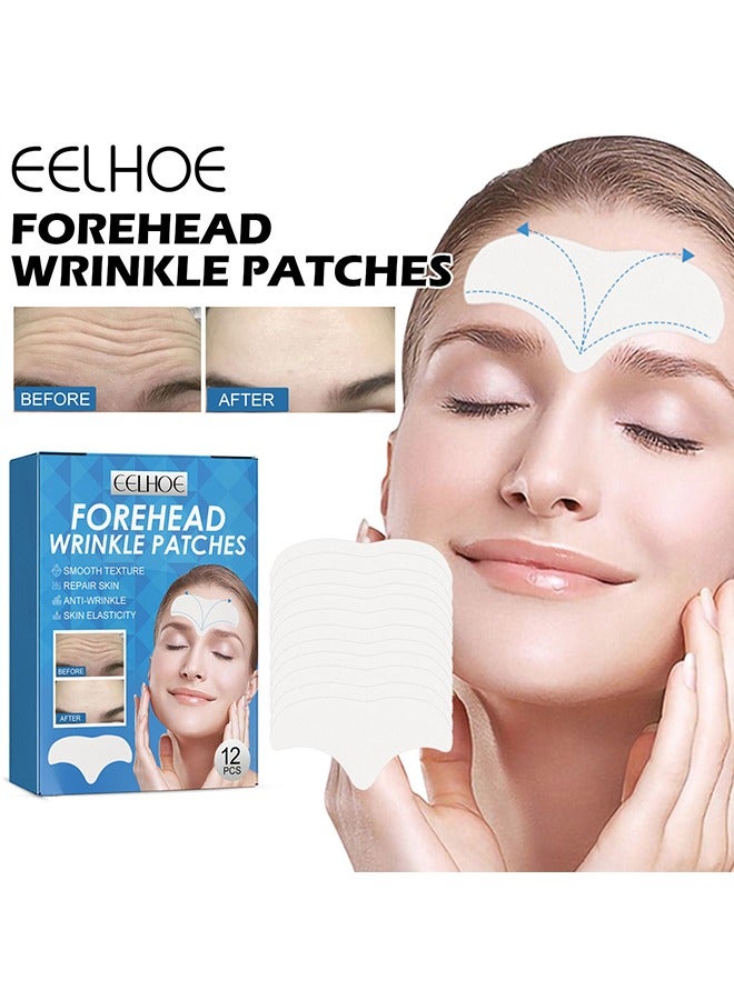 EELHOE Forehead Wrinkle Patches, Smooth Texture, Repair Skin, Anti-Wrinkle, Skin Elasticity,12 Pcs Forehead Wrinkles Treatment - Hydrolyzed Collagen Patches - Aloe Vera Facial Strips - Face Wrinkle Patches - Face Tape For Wrinkles - Image 1