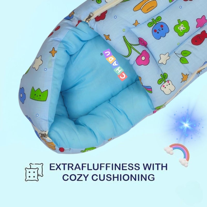 CHADU Premium Cotton Baby Bed Sleeping Bag Carry Nest for Newborns Soft Breathable Baby Bedding for Newborn Boys Girls by Chadu Blue - Image 3