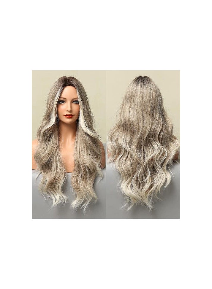 باروكة شعر صناعي  طويل مموج لون رمادي - Image 1