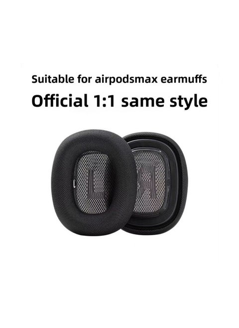 Suitable For Apple Airpods Max Headset Headset Original Equipped With Infinite Bluetooth Headset Noise Reduction Ear Cap-Color:Black [pair] [original Mesh Version]