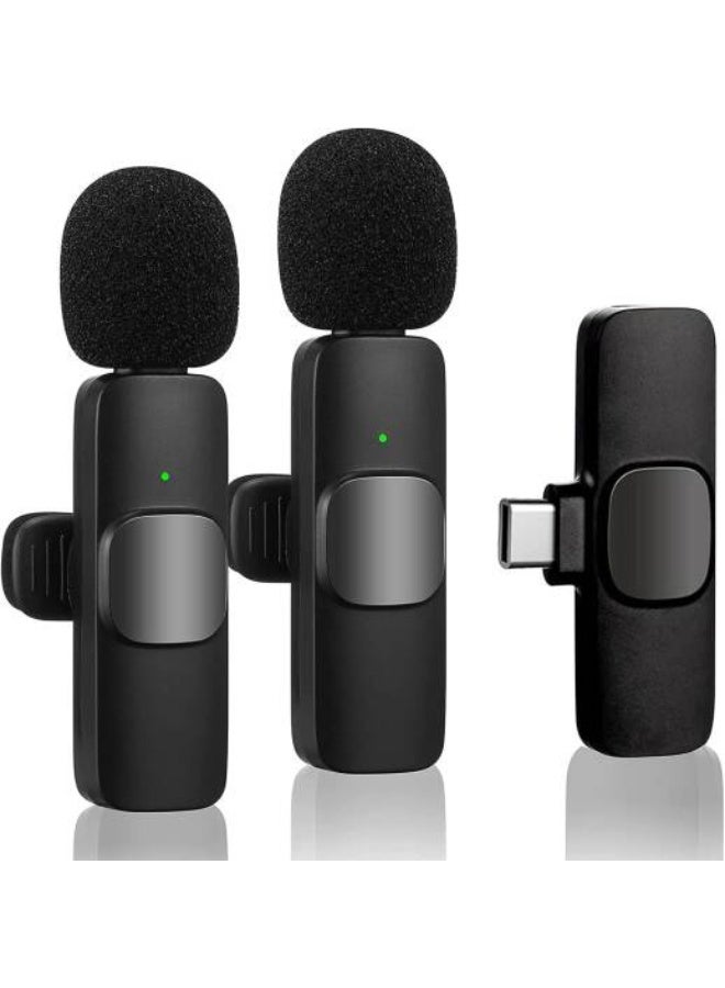 YD Dual Wireless Lavalier Microphone for Phone USB-C, Video Recording, Live Stream, Vlog, Black - Image 1