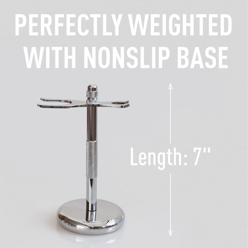 Bevel Safety Razor & Shaving Brush Display Stand with Non Slip Base, Dual Shave Stand Designed to Prevent Water Damage, Improve Hygiene and Protect Shaving Kit - Image 4