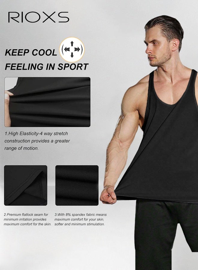 Men's 3 Pack Workout Gym Tank Tops, Running Bodybuilding Training Sleeveless T-Shirt, Spaghetti Strap Muscle Underwear Vest, Y-Back Workout Tank Tops, Lightweight Undershirts For Men, Quick Dry Sleeveless Swim Shirt, Athletic Summer Beach T Shirts