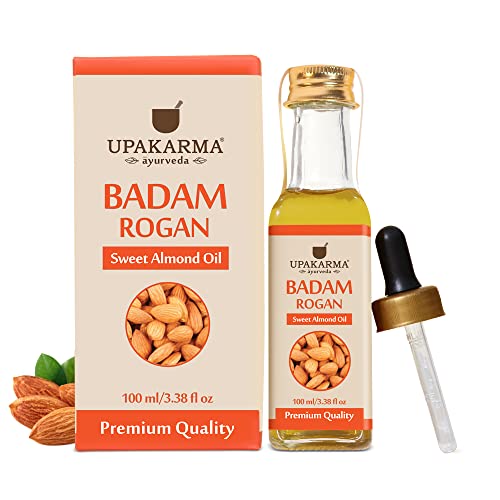 UPAKARMA Cold Pressed Sweet Almond Oil | 100% Pure & Natural Badam Rogan Oil for Face, Skin, Hair & Body | Nourishing & Hydrating Oil – 100 ml (Pack of 2) - Image 1