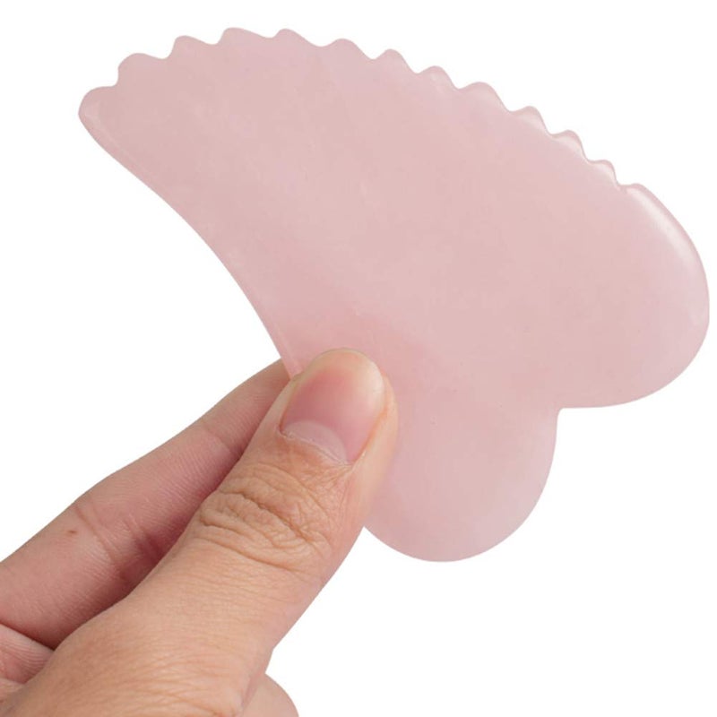 Ergonflow Rose Quartz Gua Sha Comb Massage Tool Unique Comb Edge Gua Sha Board for SPA Acupuncture Therapy Heart Shape