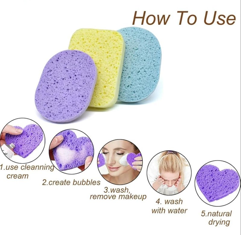 1pc Supple Cleansing Sponges for Face Gentle Exfoliating Face Wash Pads Makeup Removal and Deep Cleansing for Skin Types Blueberry Orange Lavender Designs-MULTICOLOR - Image 3