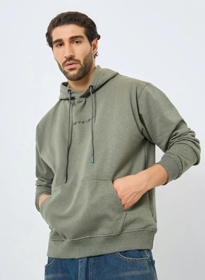 Styli Eco Earth Relaxed Fit Fleece Hoodie with Kangaroo Pocket
