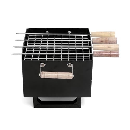 BRIGHTBERG Portable Barbeque Grill Set for Home | Charcoal BBQ Tandoori grill for Chicken, Paneer & Outdoor Cooking | Heavy-Duty Grill for Barbeque Lovers - Image 3