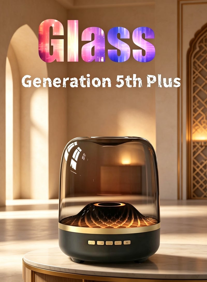 LOOPITYS 5th Plus Transparent Glass Bluetooth Speaker, 360° Surround Sound RGB Color Changing Light Subwoofer, Multi Mode TF Card FM AUX Wireless Desktop Audio, Rechargeable Home Decor Speaker Ramadan Eid Gift - Image 2