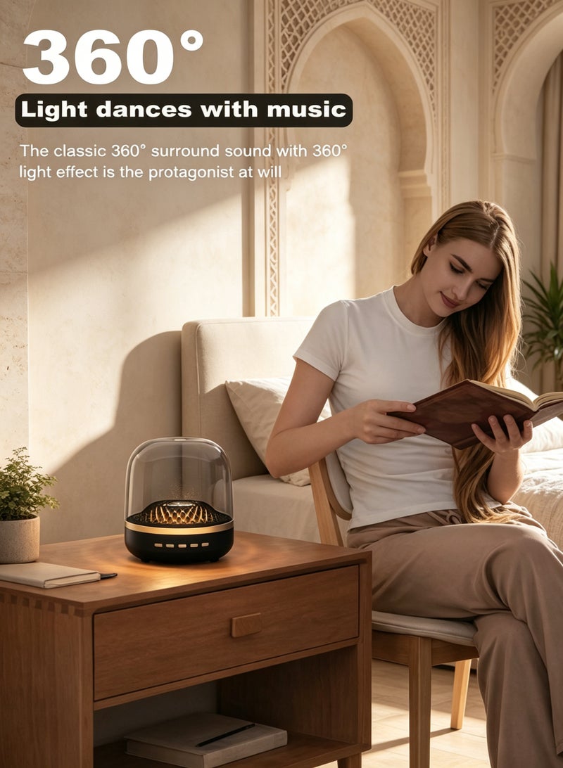LOOPITYS 5th Plus Transparent Glass Bluetooth Speaker, 360° Surround Sound RGB Color Changing Light Subwoofer, Multi Mode TF Card FM AUX Wireless Desktop Audio, Rechargeable Home Decor Speaker Ramadan Eid Gift - Image 5