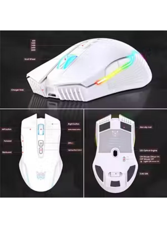 أونيكوما ماوس الألعاب Onikuma CW905 ثنائي الوضع RGB - أبيض - Image 3