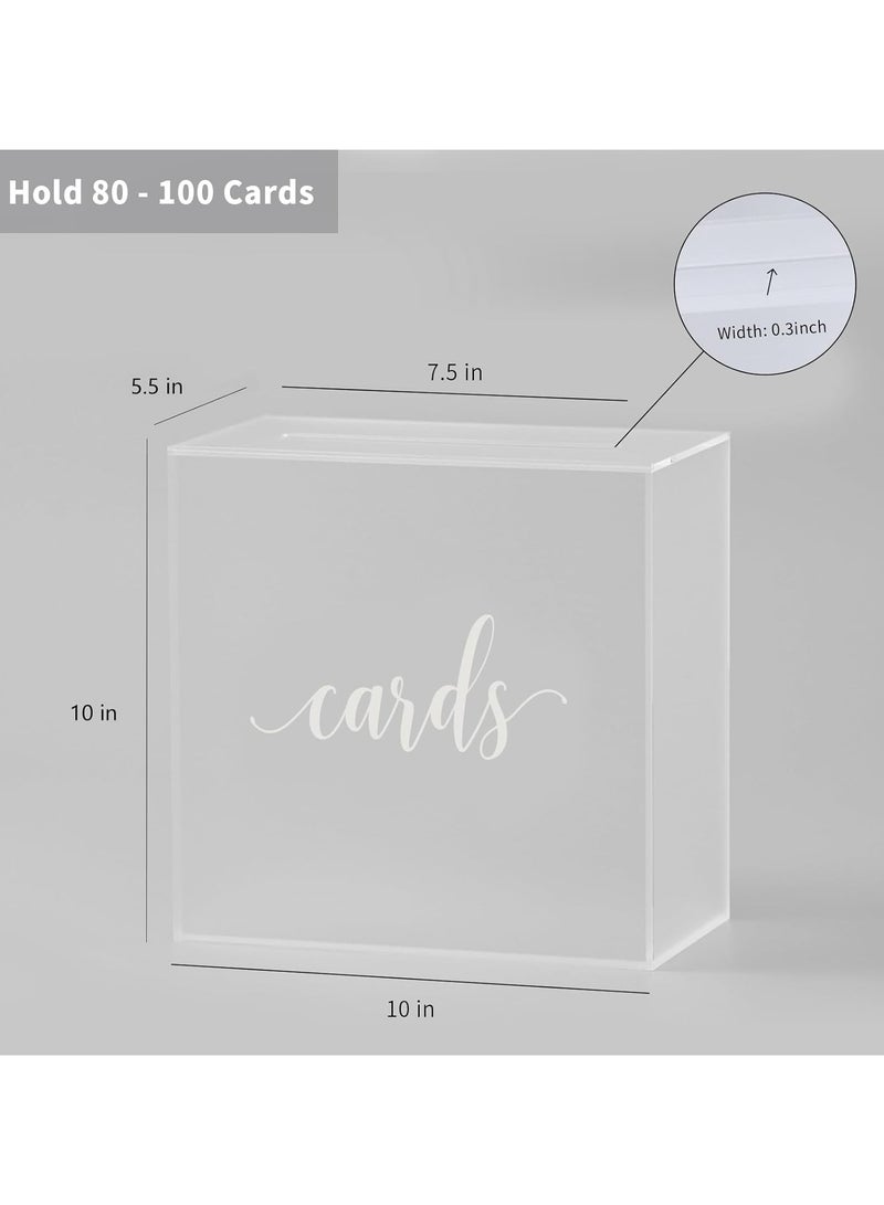 TPGP Frosted Acrylic Wedding Card Box with Slot, Large 10x10x5.5 inch with White Print | Wedding Receptions Wishing Well Money Box, Birthdays, Memory Box - Image 3