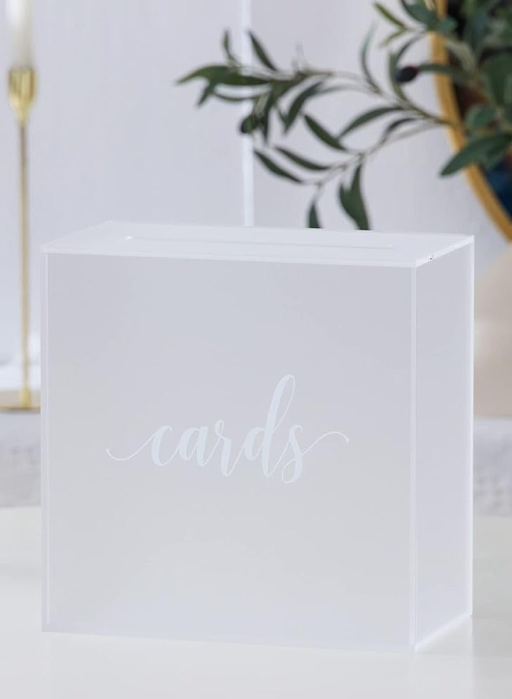 TPGP Frosted Acrylic Wedding Card Box with Slot, Large 10x10x5.5 inch with White Print | Wedding Receptions Wishing Well Money Box, Birthdays, Memory Box - Image 4