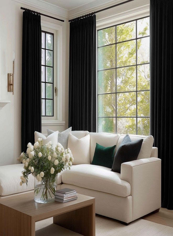 Beauoop Black Velvet Curtains 84 Inches Long 2 Panels for Bedroom Living Room Soft Luxury Room Darkening Thermal Insulated Soundproof Rod Pocket Window Treatments Drapes, 52X84 Set of 2 - Image 3