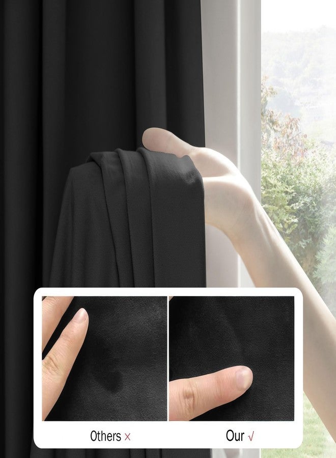 Beauoop Black Velvet Curtains 84 Inches Long 2 Panels for Bedroom Living Room Soft Luxury Room Darkening Thermal Insulated Soundproof Rod Pocket Window Treatments Drapes, 52X84 Set of 2 - Image 5