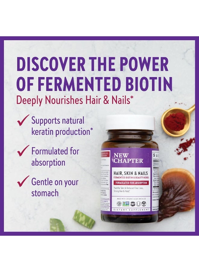 New Chapter Biotin Supplement, Vegan Hair Skin And Nails Vitamins With Fermented Biotin + Astaxanthin - 60 Count - Image 5