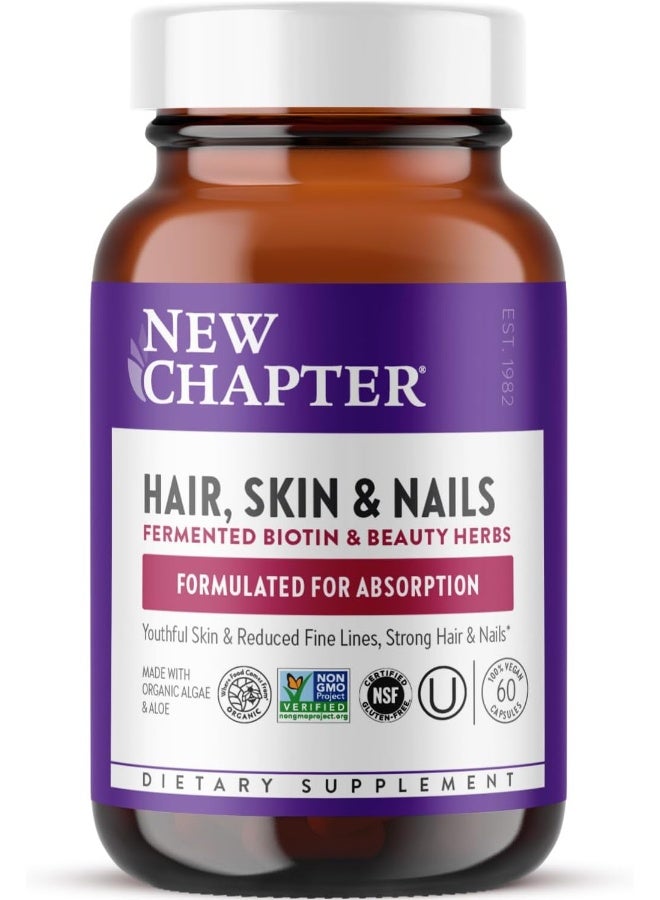 New Chapter Biotin Supplement, Vegan Hair Skin And Nails Vitamins With Fermented Biotin + Astaxanthin - 60 Count - Image 1