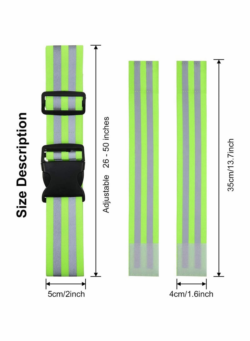 SOLARAE 6 Pieces High Visibility Reflective Belt Army PT Belt Reflective Running Gear for Men and Women for Night Running Cycling Walking Military Safety Reflector Strips Green - Image 3