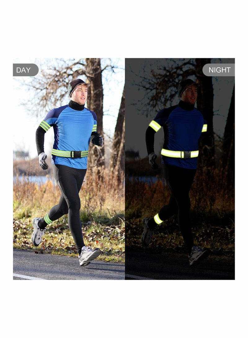 SOLARAE 6 Pieces High Visibility Reflective Belt Army PT Belt Reflective Running Gear for Men and Women for Night Running Cycling Walking Military Safety Reflector Strips Green - Image 4