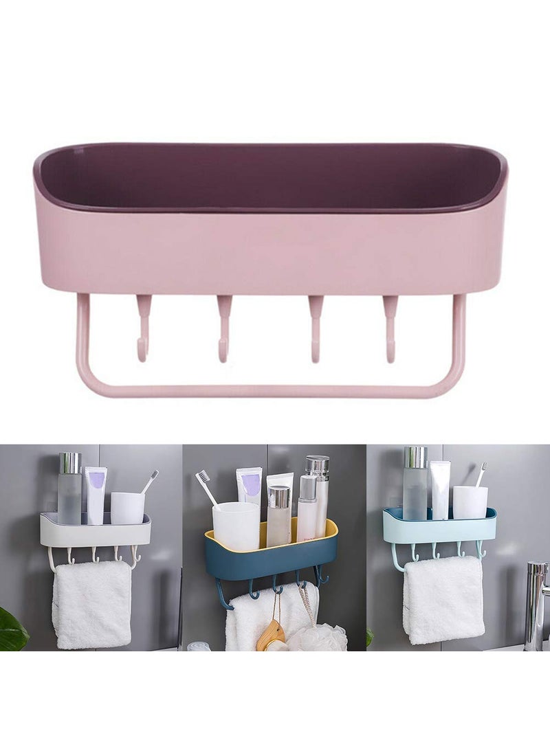 svk dream SVK DREAM Multipurpose Plastic Kitchen Bathroom Shelf Wall Holder Storage Rack Bathroom Rack Storage Box Strong Magic Sticker Shower Rack Shelf with 4 Hook 1pc Multicolor  - Image 3
