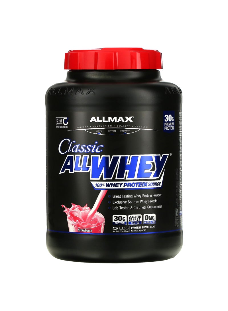 Allmax CLASSIC ALLWHEY, 100% Whey Protein Source, Strawberry, 5 lbs (2.27 kg)