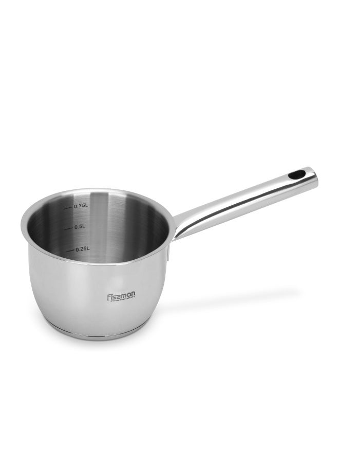 Fissman Saucepan 0.9LTR with Measuring Mark, Stainless Steel Saucepan 12cm Felice Series, 18/10 Inox 304 Steel, Induction Bottom - Image 1