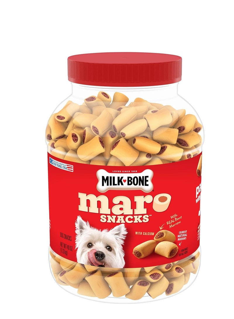 MILK-BONE Milk-Bone MaroSnacks Dog Treats, Beef, 40 Ounce with Real Bone Marrow and Calcium  - Image 1