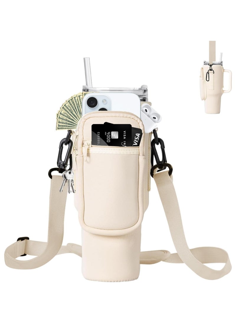 LIMOS - Water Bottle Holder with Handle, Cell Phone Pocket and Adjustable Shoulder Strap for bottles - Outdoor Water Bottle Holder - Image 1