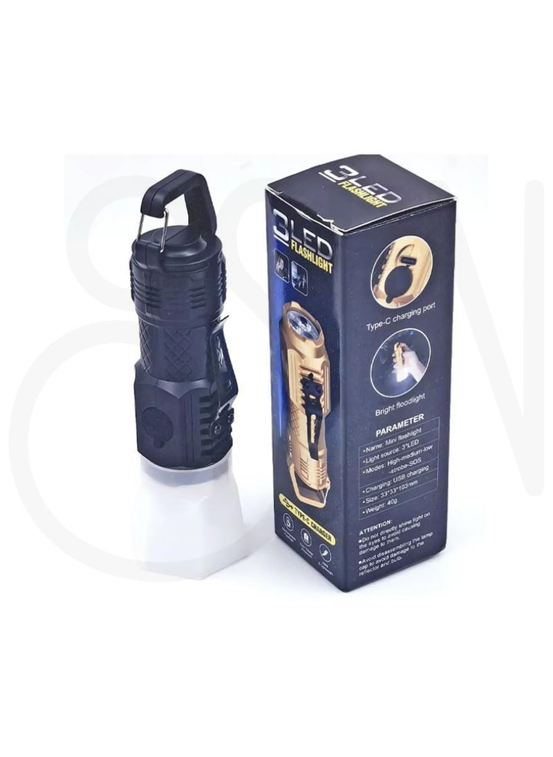 Ostin Ostin Mini LED Flash Light Type C USB Rechargeable Small Torch 5 Modes Waterproof Portable Torch Light with Handle for Outdoor Campping Hiking  - Image 2
