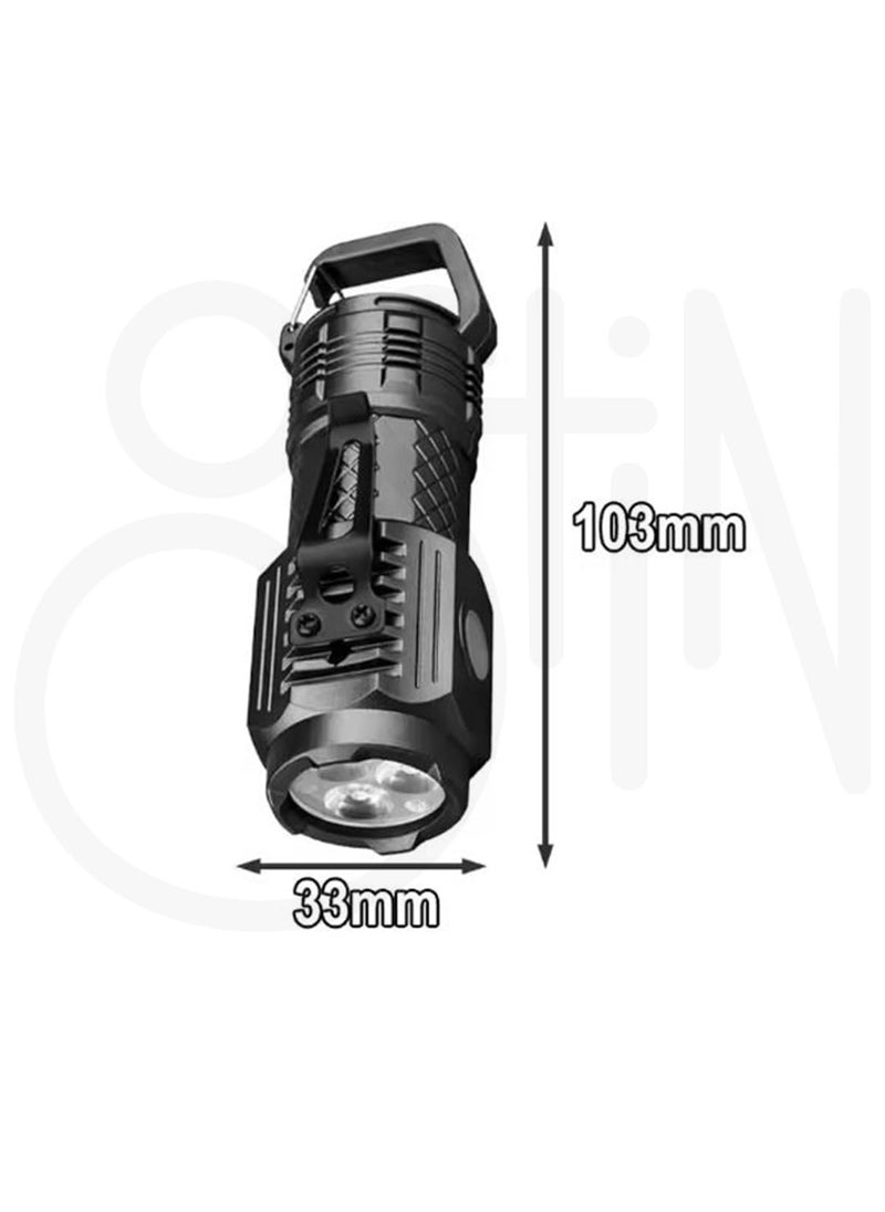 Ostin Ostin Mini LED Flash Light Type C USB Rechargeable Small Torch 5 Modes Waterproof Portable Torch Light with Handle for Outdoor Campping Hiking  - Image 3